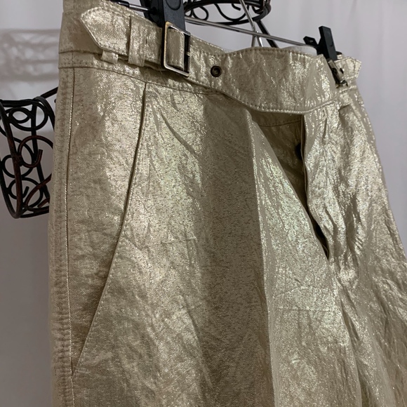 Gold Metallic Fly Front Trouser - Picture 2 of 8